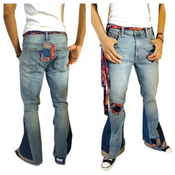 Handmade Bell Bottom UPCYCLED Jeans